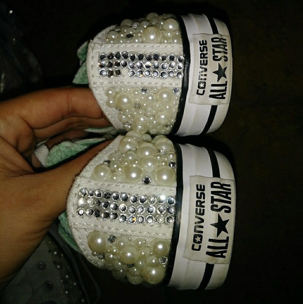 Converse with pearls and swarvowski crystals